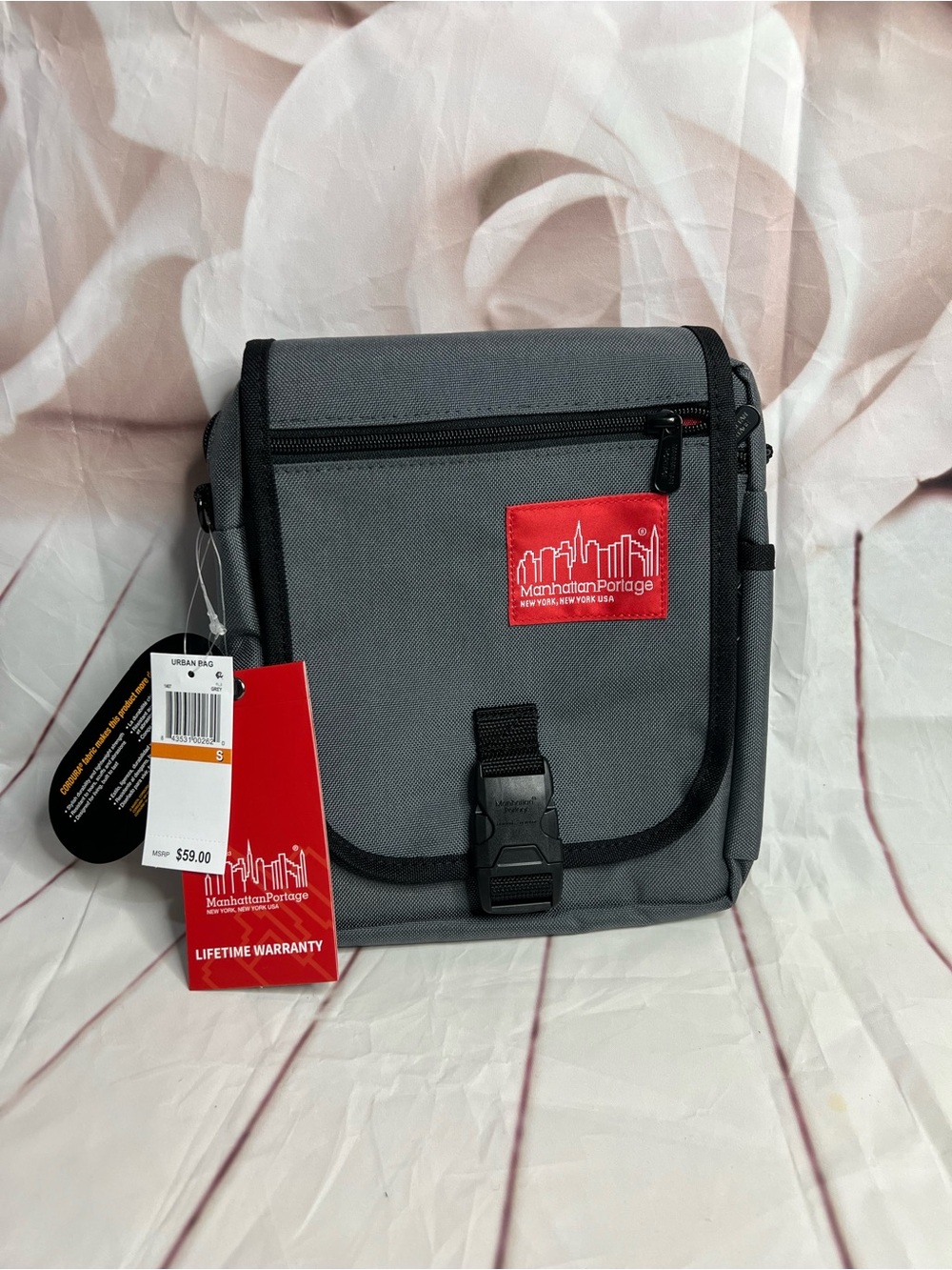 Manhattan Portage Gray Compact Crossbody Messenger Bag for Men
